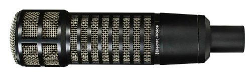 Electro Voice RE320 broadcast microphone close up studio setup