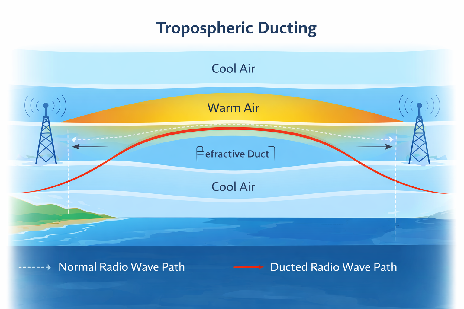 Tropospheric ducting in radio propagation