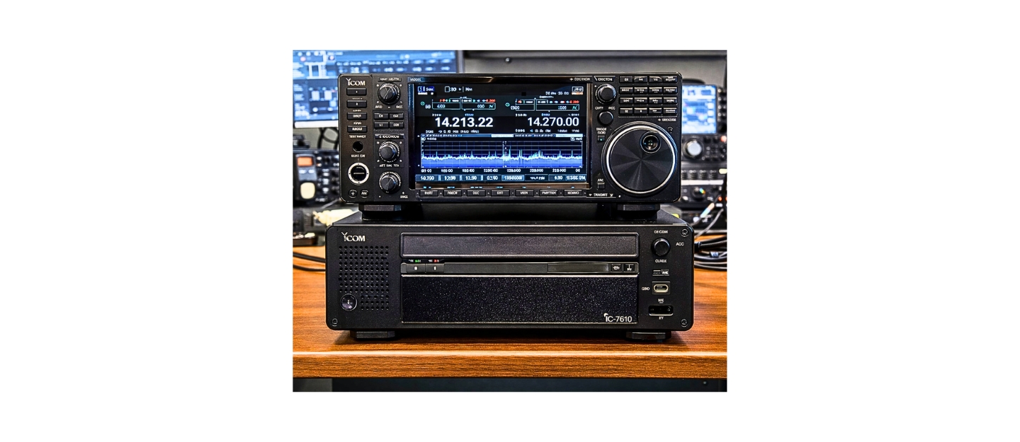 Icom IC-7760 HF transceiver control head and RF deck setup