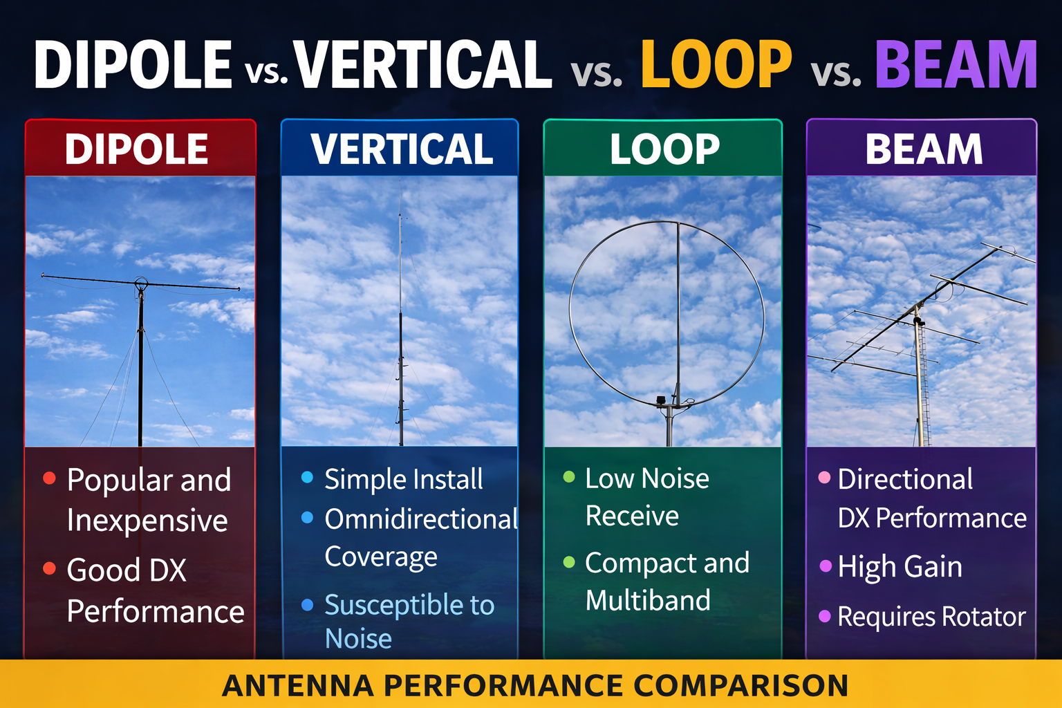 Dipole vs Vertical vs Loop vs Beam comparison