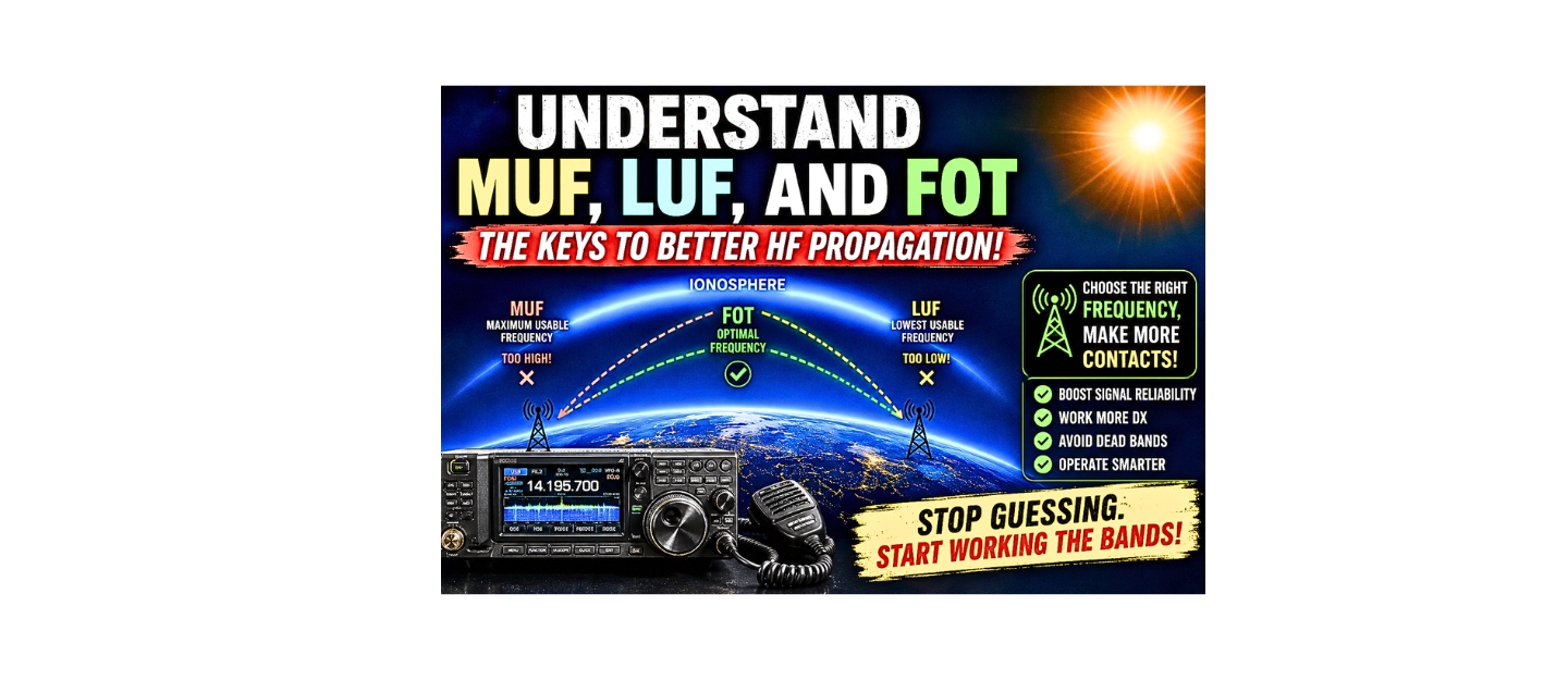 Understand MUF, LUF, and FOT to improve HF propagation, choose the best operating frequencies, predict band openings, and make more reliable DX contacts