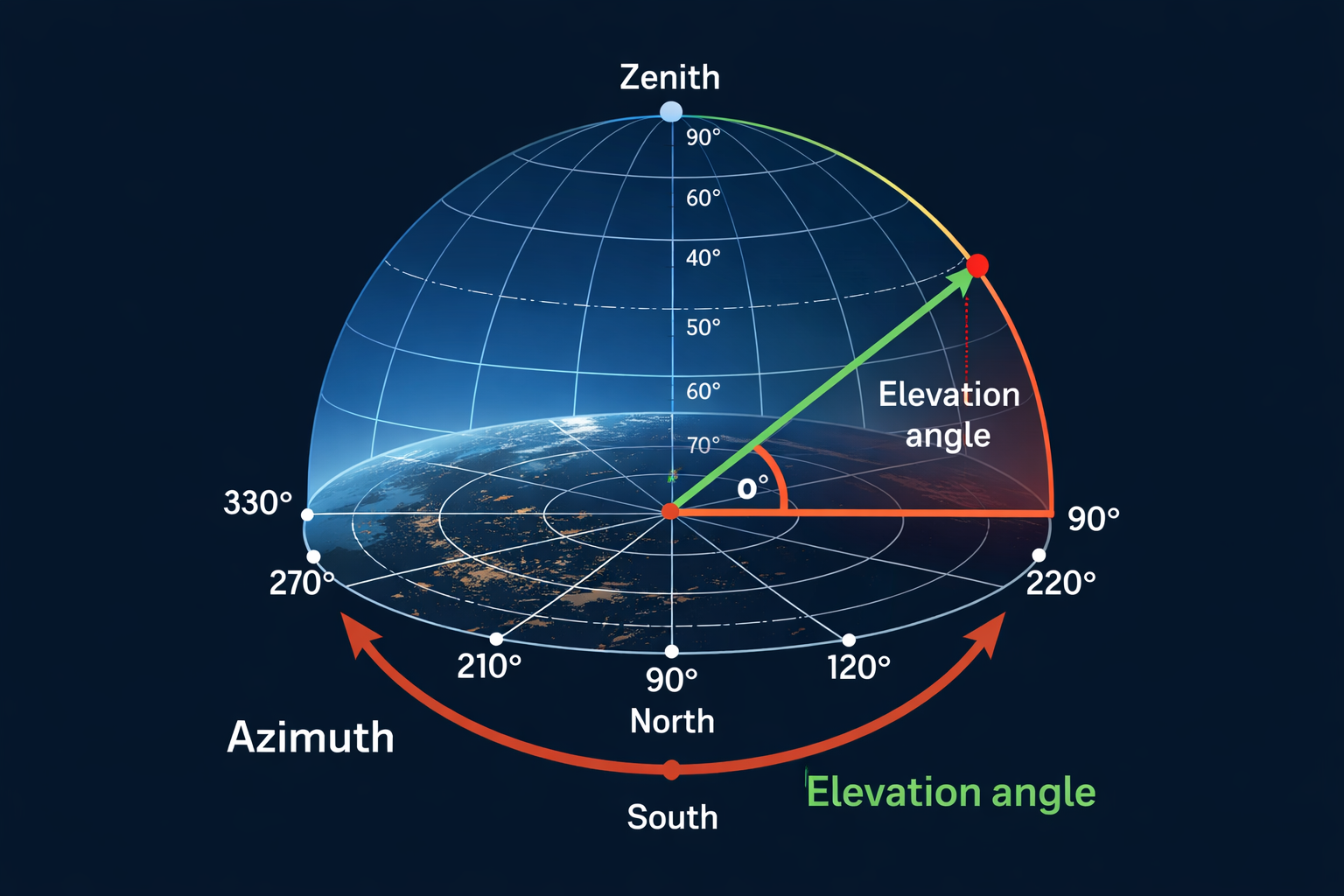 satellite tracking azimuth and elevation explained diagram