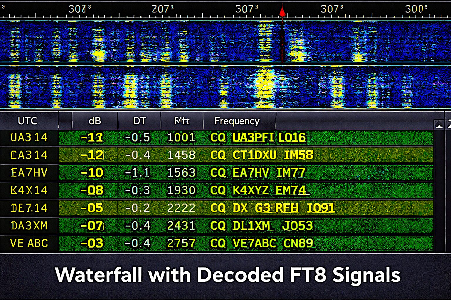 FT2 waterfall decoding weak signals with DecodeUM