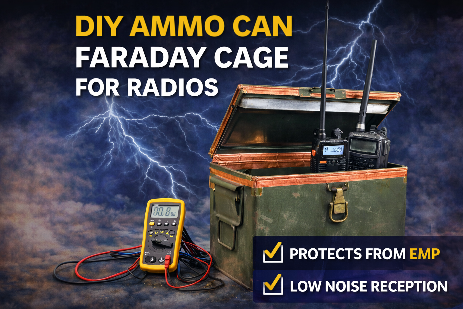 DIY Faraday cage using metal ammunition can for protecting ham radios