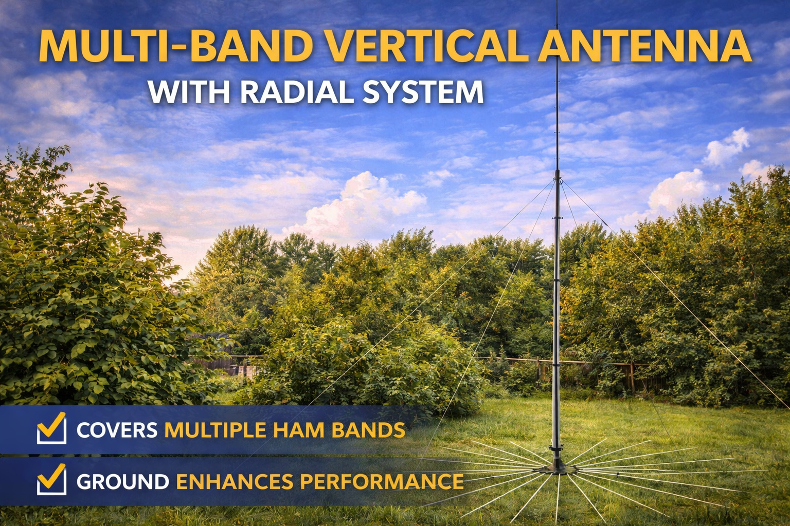 multi band vertical antenna with ground radial wires